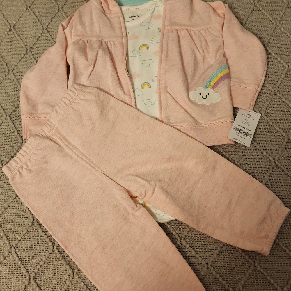NWT Carters Girls 3 Piece Outfit Size 12 Months - Picture 2 of 4